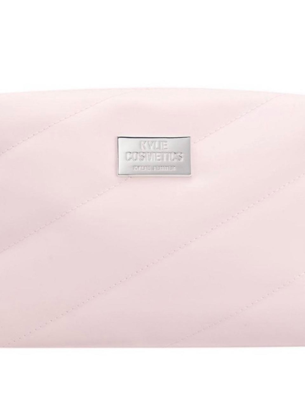 Kylie Cosmetics Light Pink Quilted Cosmetic Pouch with Silver Plaque